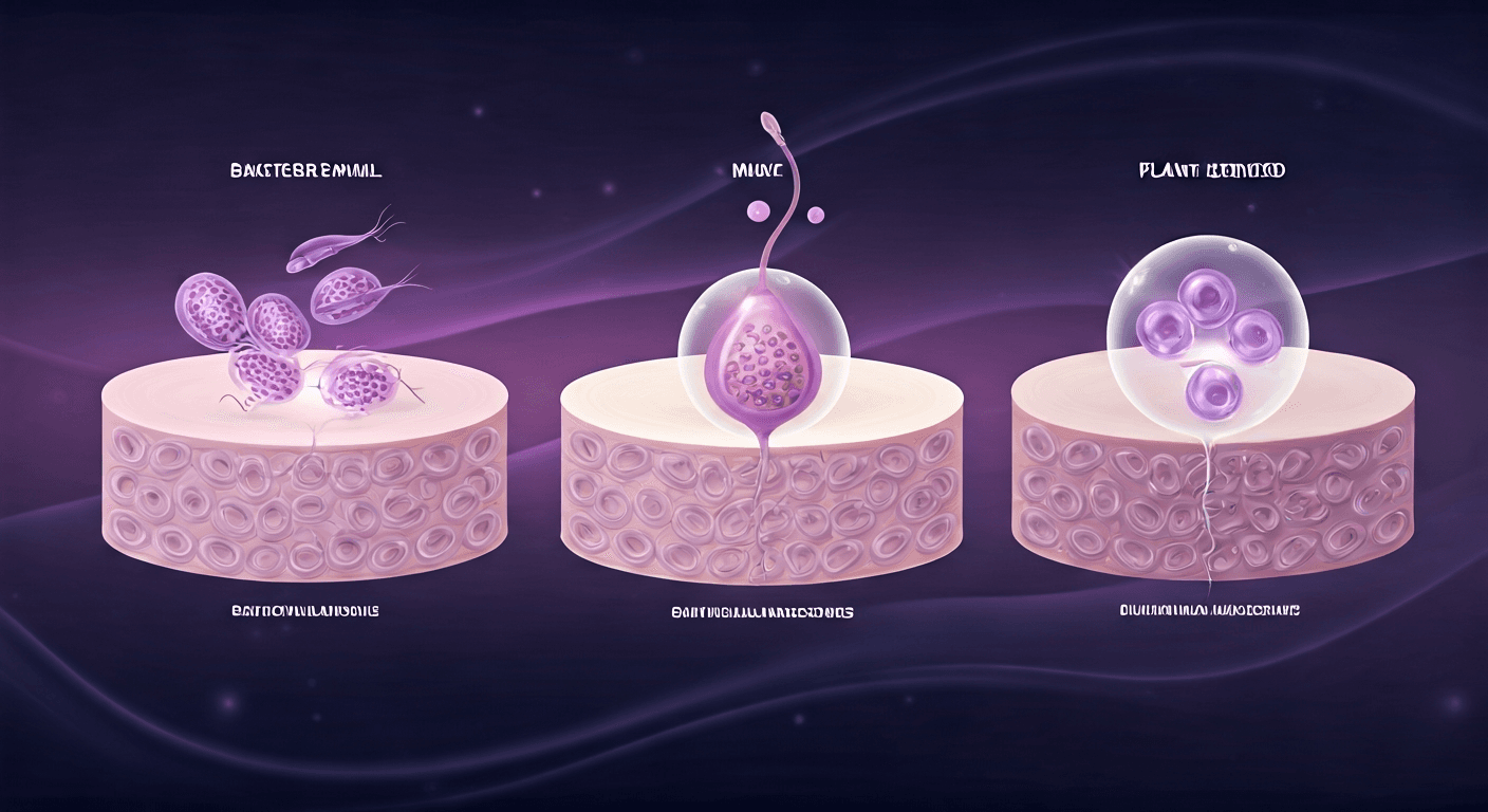 엑소좀 구조 및 종류 인포그래픽 (유래별: 유산균/우유/식물/인간 줄기세포)